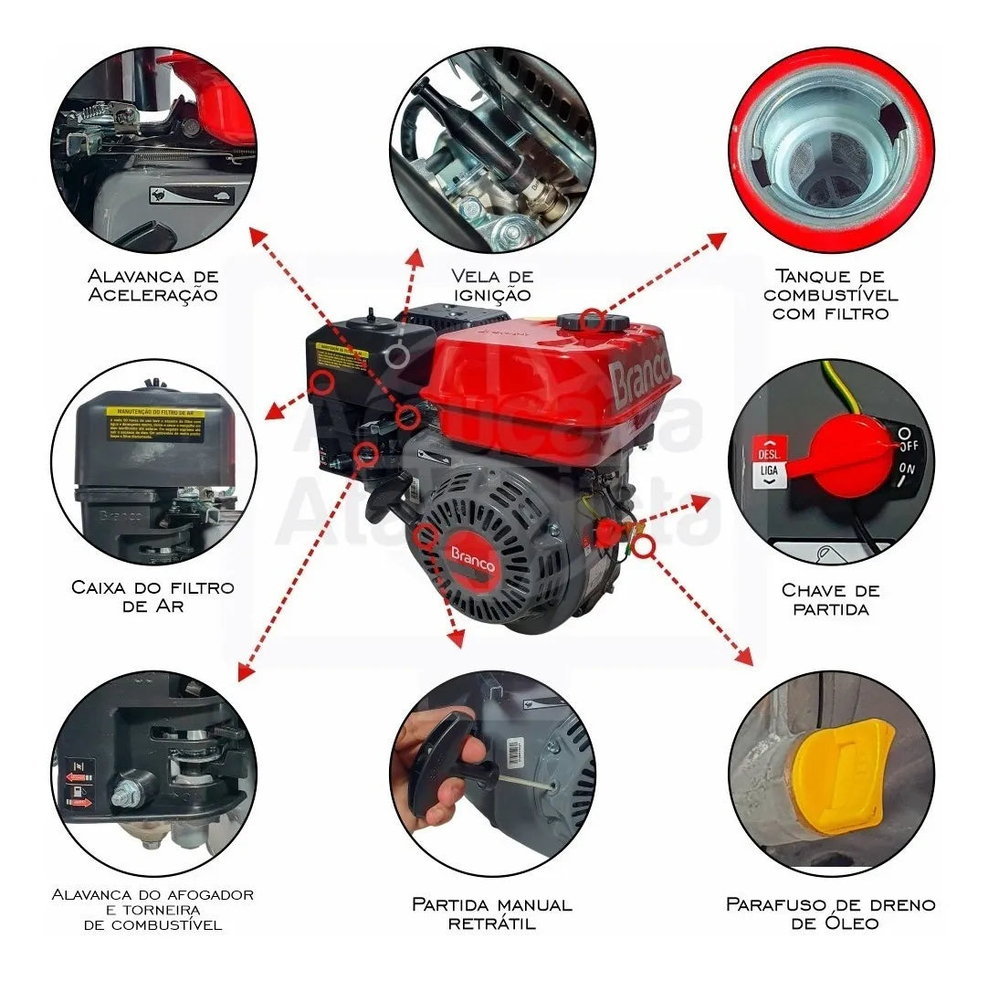 MOTOR B4T 13.0 HP C/ ALERTA DE OLEO Partida Manual BRANCO