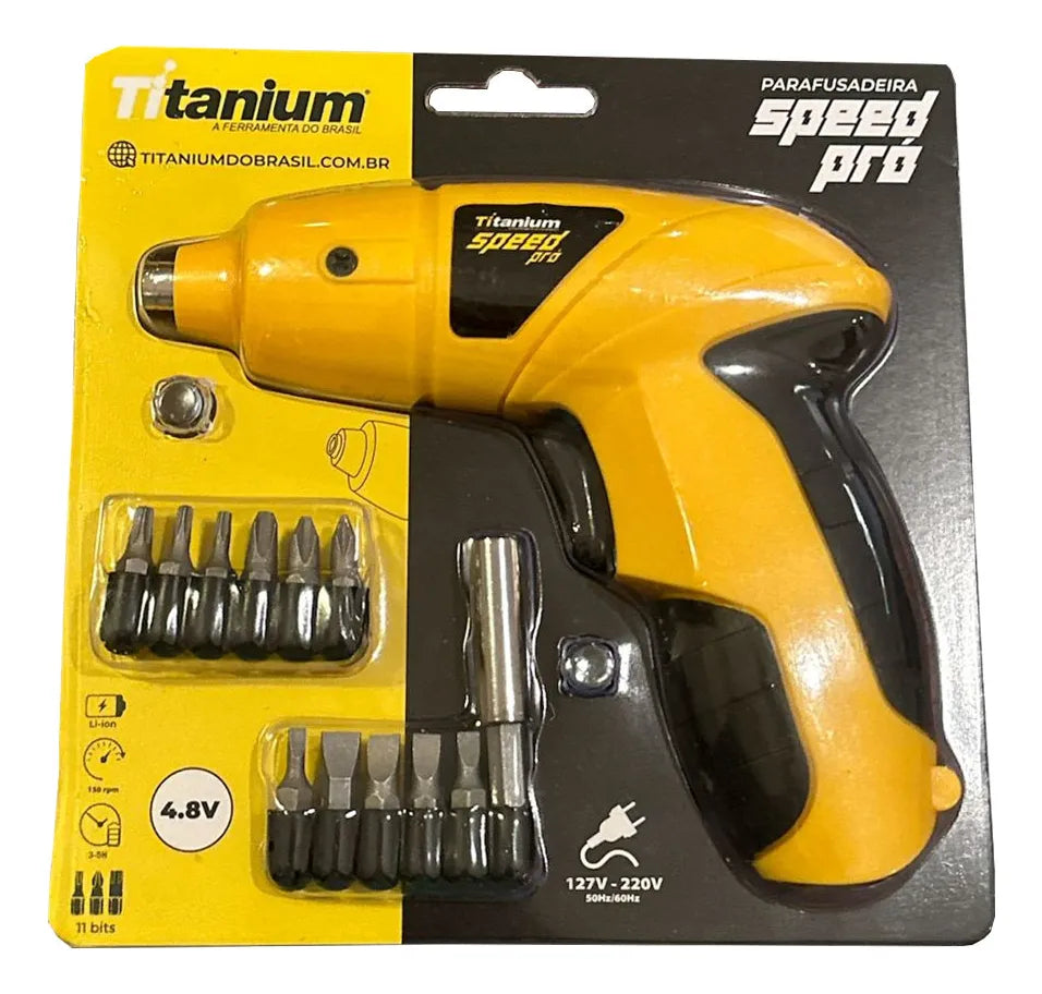Parafusadeira Elétrica Titanium Speed Pró Bivolt C/ 11 Bits