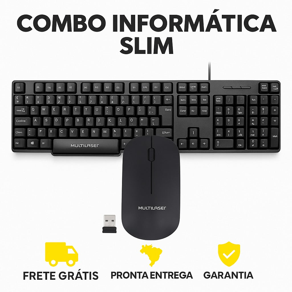 Kit 1Teclado TC213 Com Fio e 1Mouse Sem Fio MO307 Multilaser