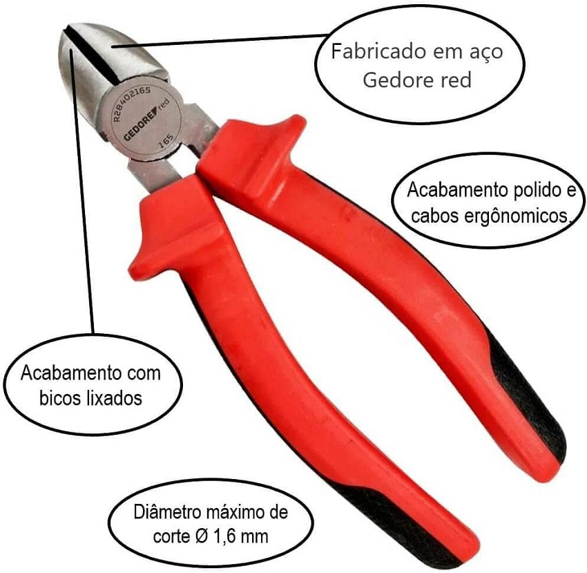Alicate de Corte Diagonal 6.1/2 Polegadas - 3301822 Gedore