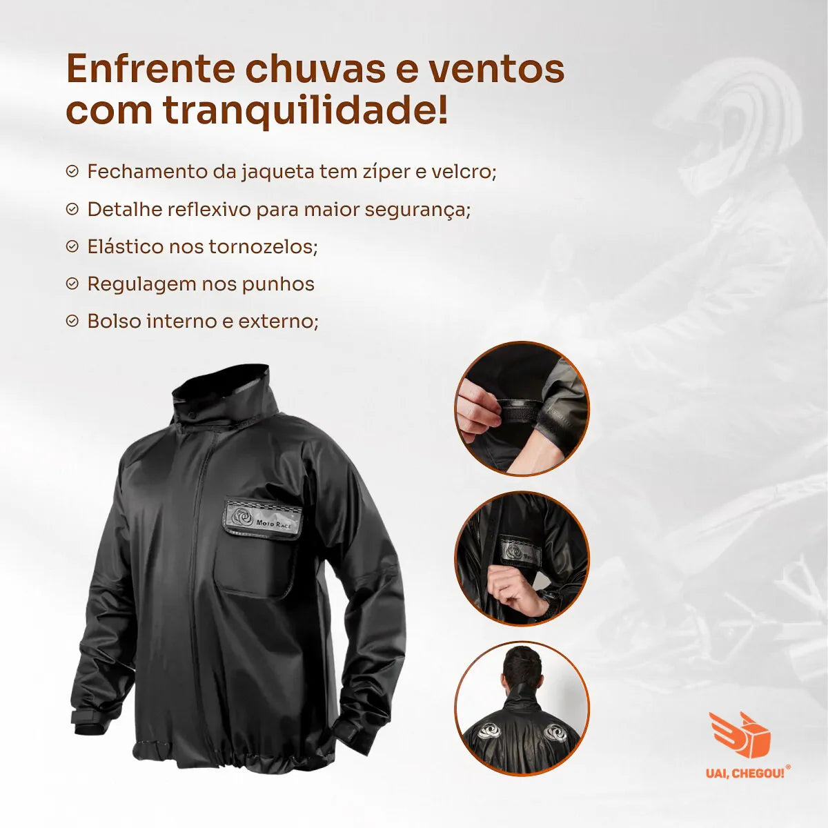 Capa De Chuva Brascamp Jaqueta + Calça Motoqueiro Tamanho GG