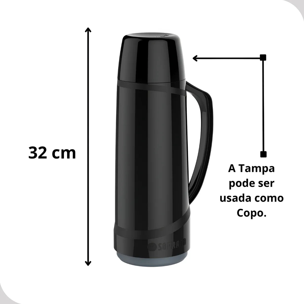 GARRAFA TERMICA CRISTAL 1L PRETA SOPRANO
