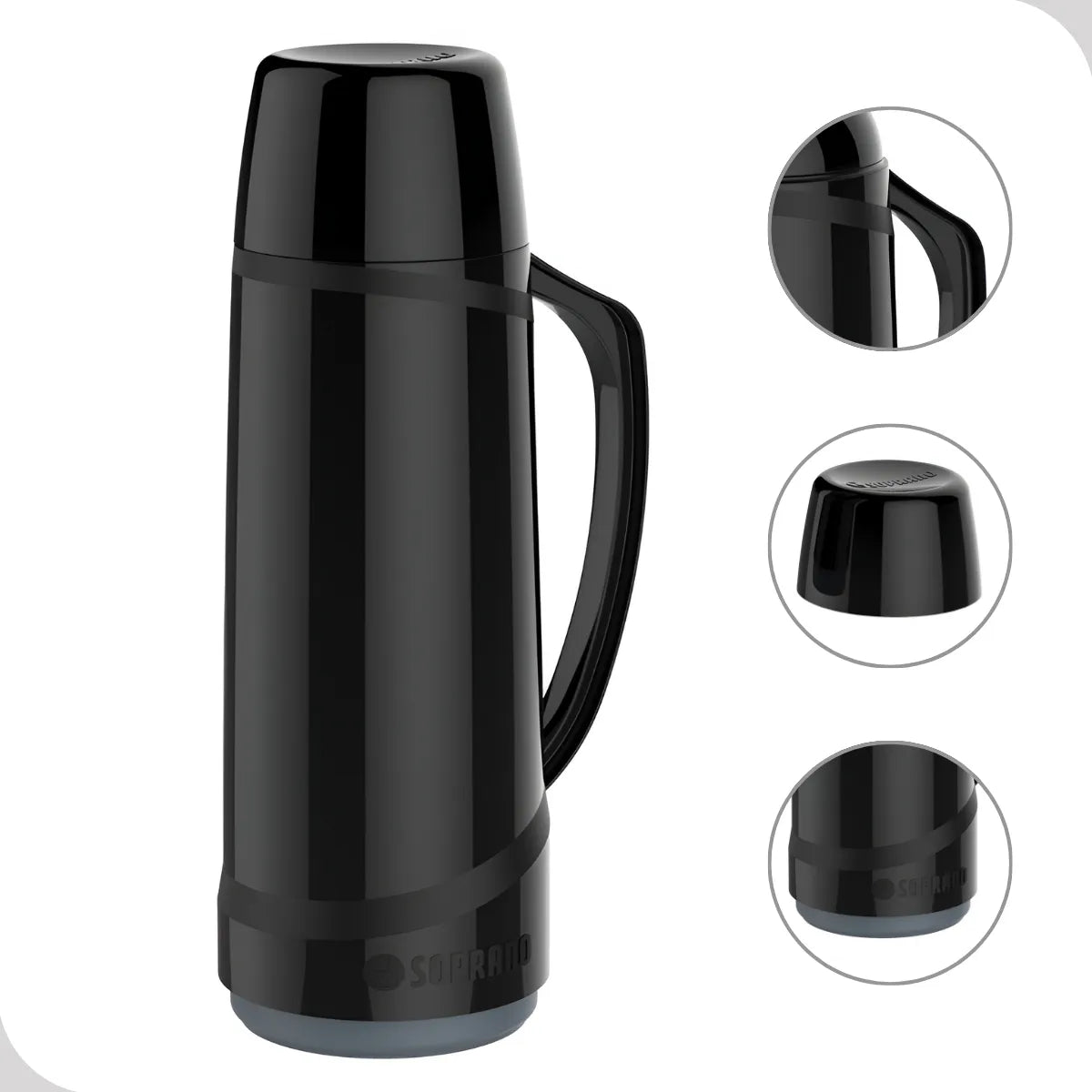 GARRAFA TERMICA CRISTAL 1L PRETA SOPRANO
