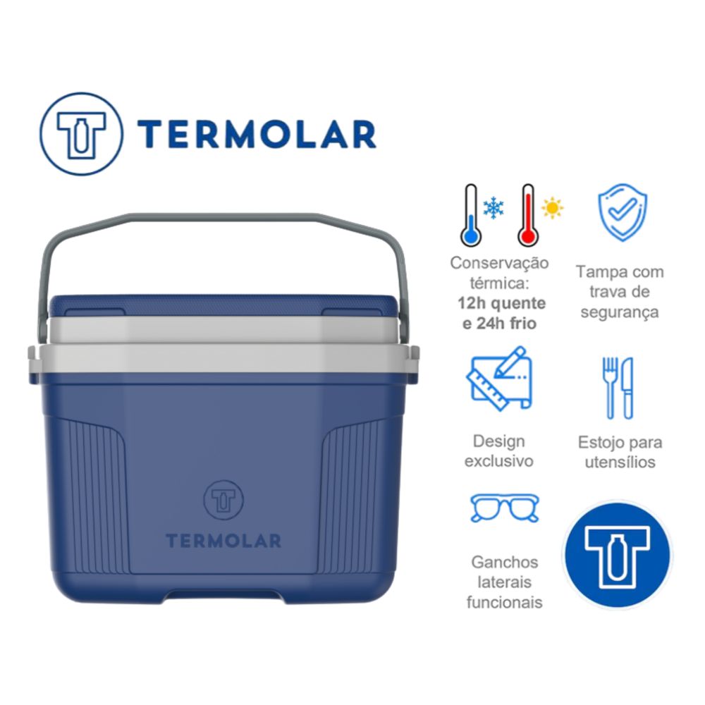 Caixa Térmica 20L + Jarra Térmica Fliptop 2,5L Azul Tech Termolar