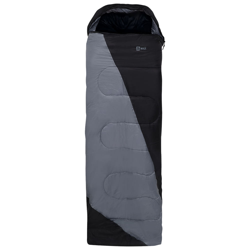 Saco de Dormir Casal Max 2 em 1 Camping Preto e Cinza Bel