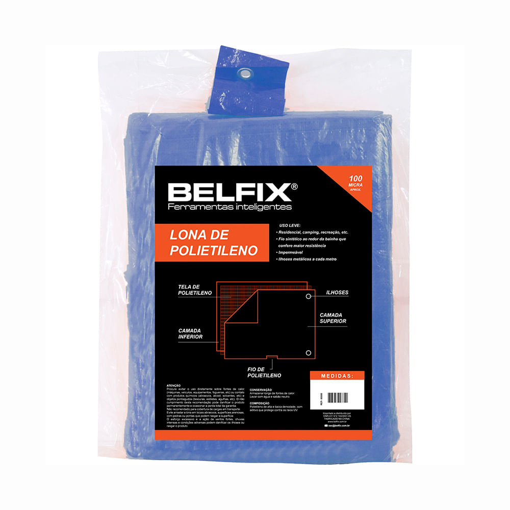 Lona Polietileno 8x6m Azul 100 Micras Belfix