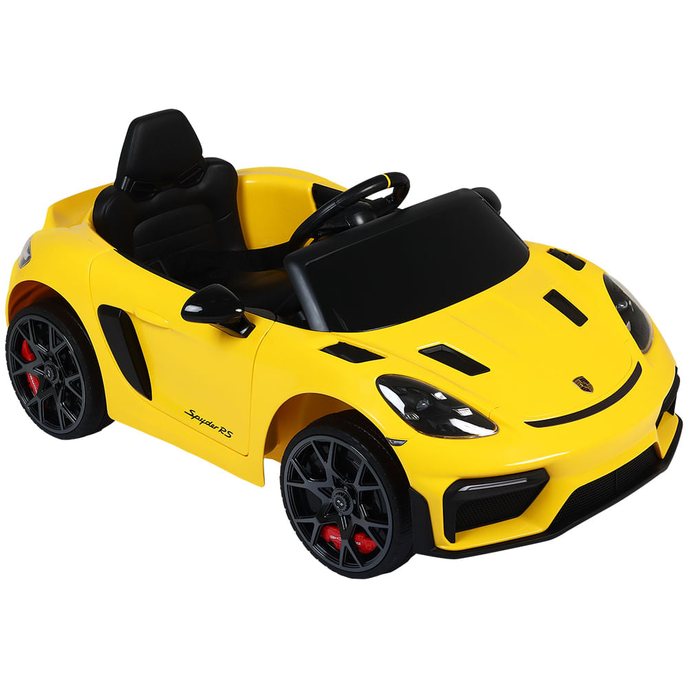 Carro Elétrico Infantil Porsche Spyder 718 RS 12V Amarelo Bel