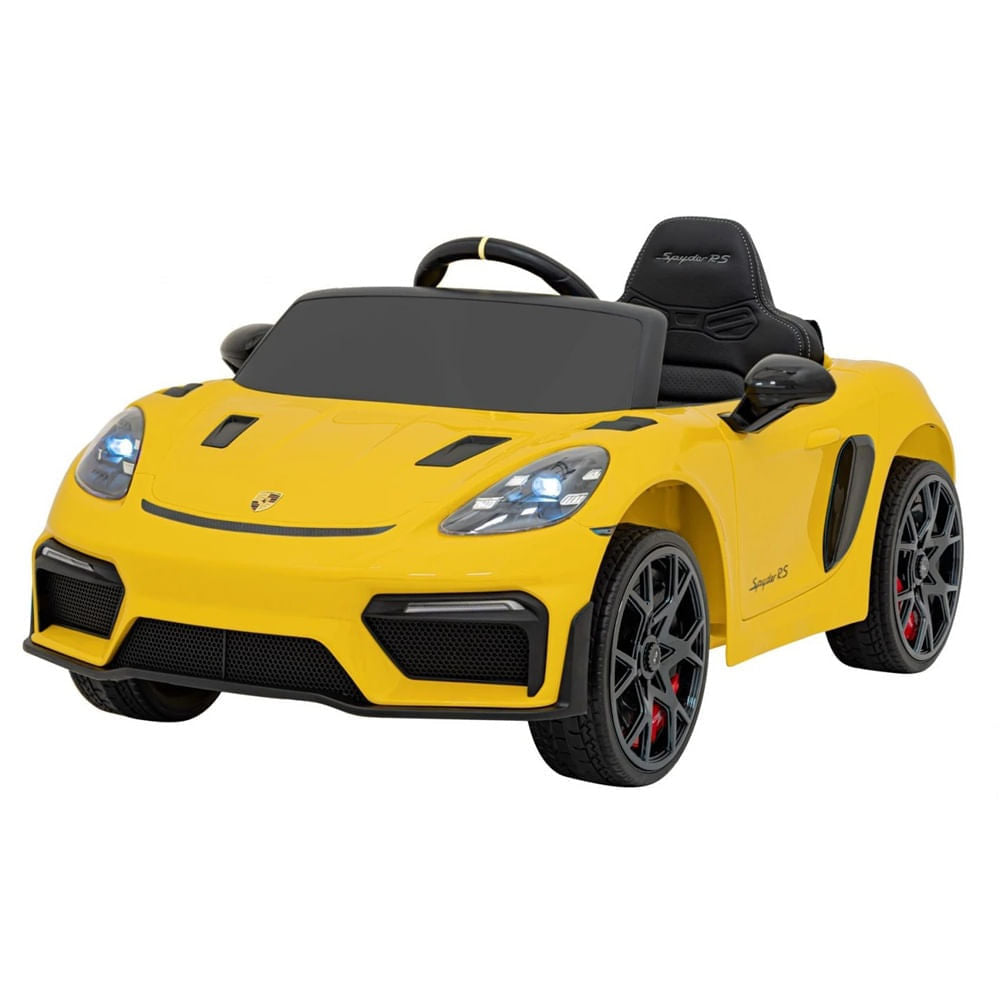 Carro Elétrico Infantil Porsche Spyder 718 RS 12V Amarelo Bel
