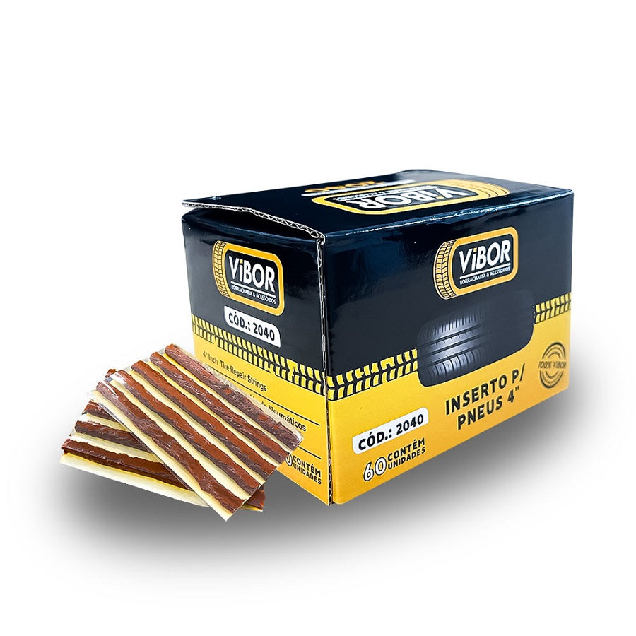 Inserto Reparo Pneus Macarrão S/Câmara 4"X6MM - 60Un Vilubri