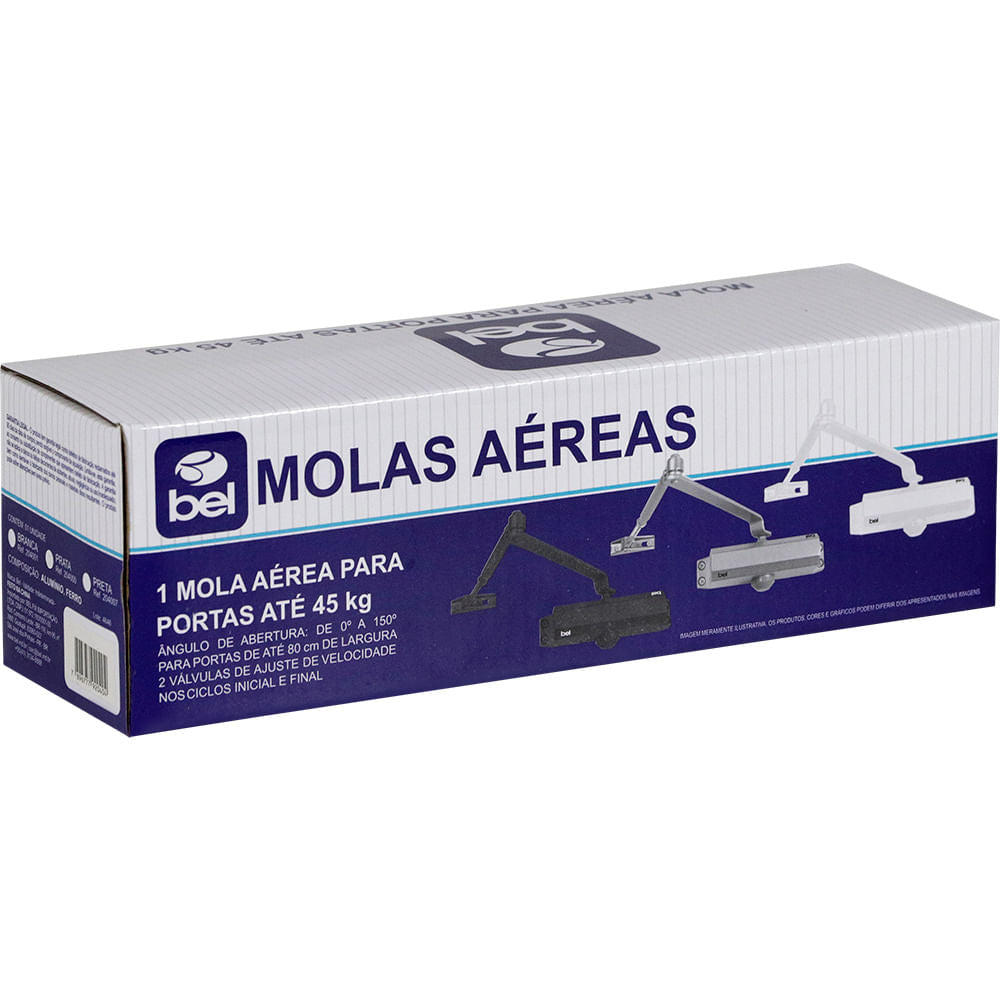Mola Aérea Automática Para Portas Até 45 Kg Preta Bel