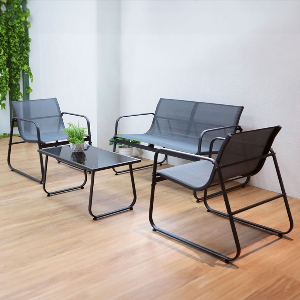 Conjunto de Mesa para Jardim Weekend Preto 4Pçs 83508 Bel
