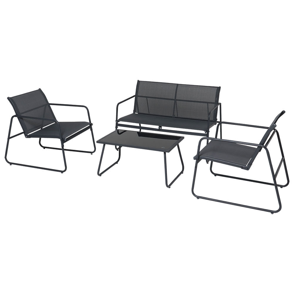 Conjunto de Mesa para Jardim Weekend Preto 4Pçs 83508 Bel