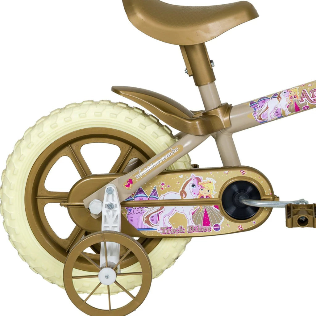 Bicicleta Infantil Aro 12 Fireman Nathor Cor Dourado / Bege