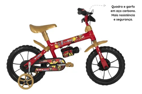 Bicicleta Infantil TK3 Aro 12 - Arco Vermelho e Dourado
