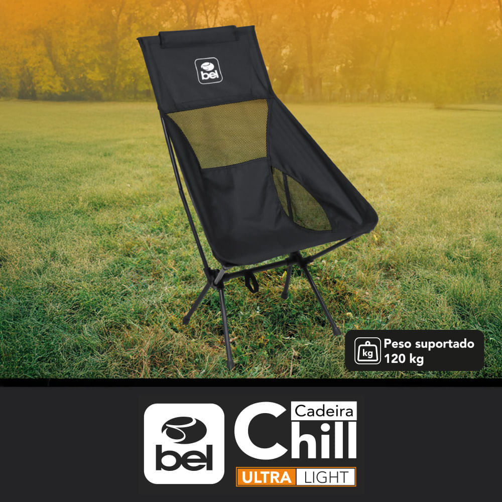 Cadeira Ultra Light Portátil Chill Preta 17955 Bel