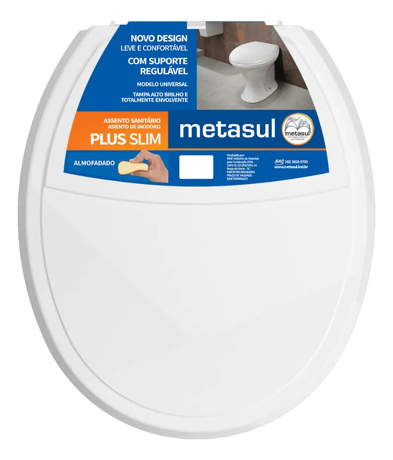Tampa De Vaso Almofadada Plus Slim Universal Assento Branco