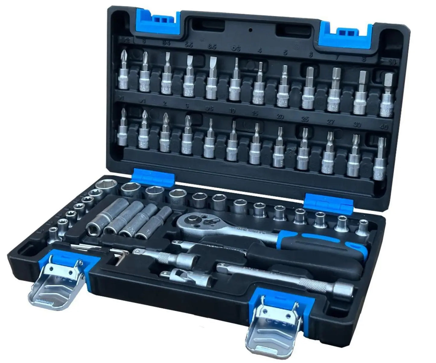 Jogo de Ferramentas com 57 Peças 1/4 Cromo Titanium