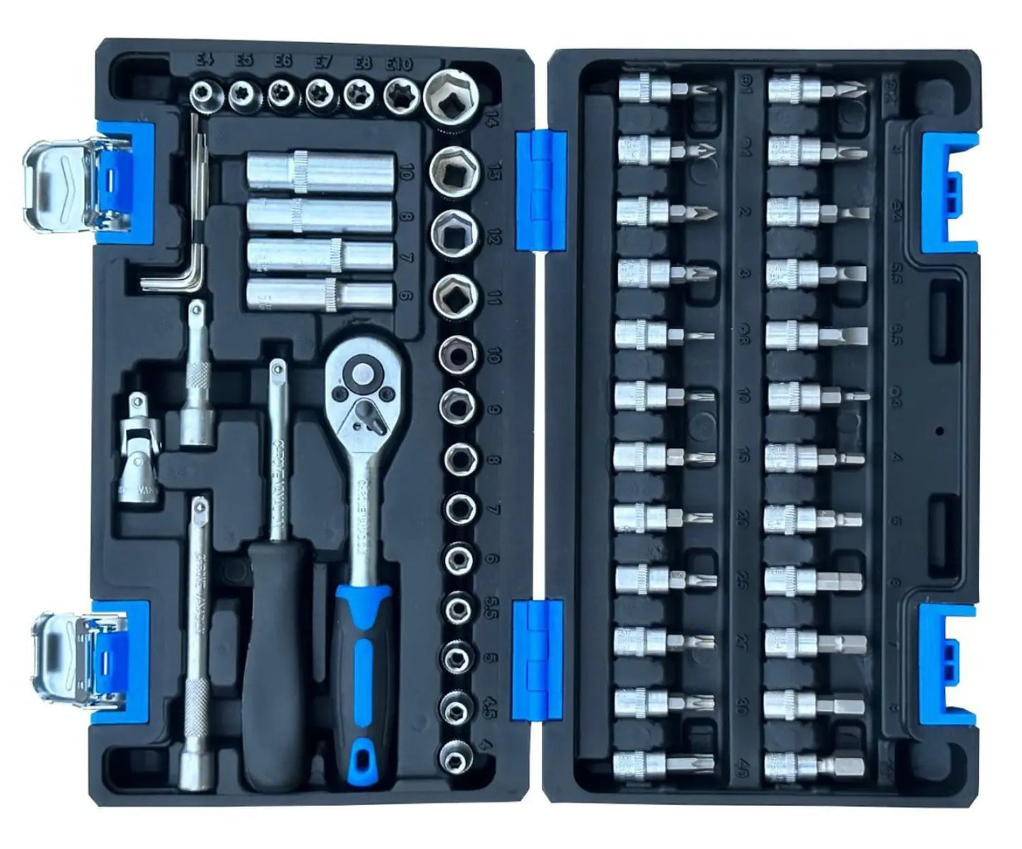 Jogo de Ferramentas com 57 Peças 1/4 Cromo Titanium