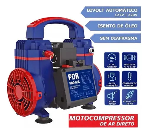 Motocompressor De Ar Direto Bivolt 830w Calibrar Pneus Pdr