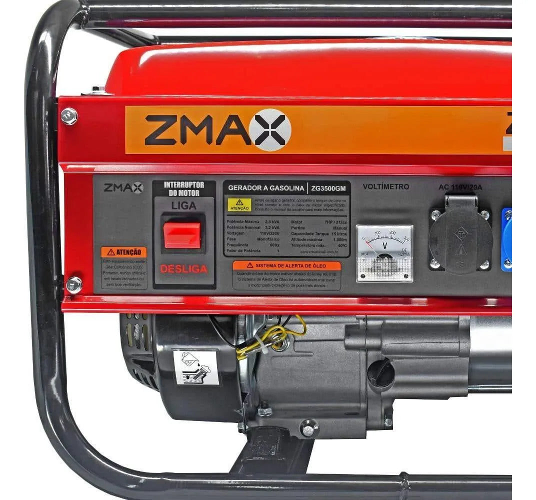 Gerador A Gasolina 3,5 Kva Zg3500 4 Tempos Bivolt Zmax