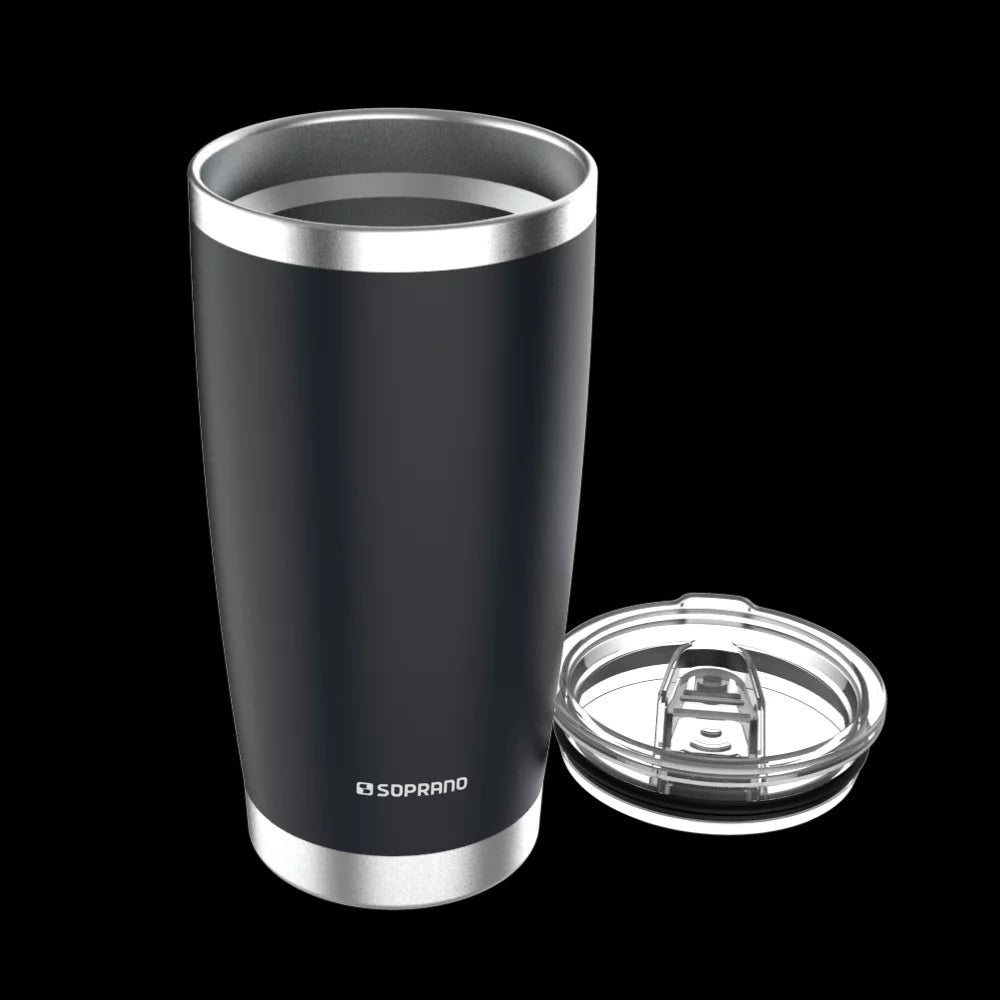 Copo Térmico de Inox com Tampa 500 ml Preto Everest Soprano