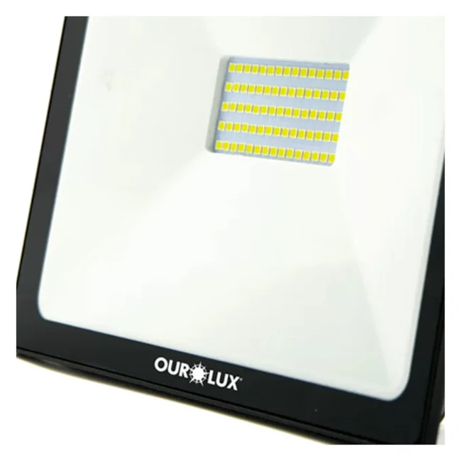 Projetor Superled Slim 50W -100/240V PRETO 6500K Ourolux