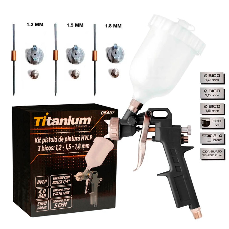 KIT PISTOLA PINTURA POR GRAVIDADE TITANIUM