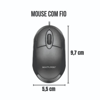 Mouse com Fio 1200DPI Cabo 120CM 3 Botões MO300 Multilaser