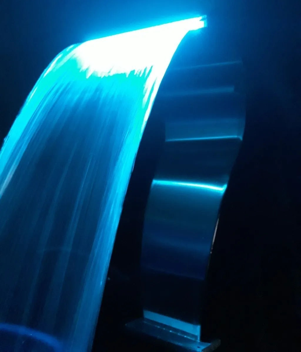 Cascata Piscina 80X40CM Aço Inox Naja Média - LED - Bortonio