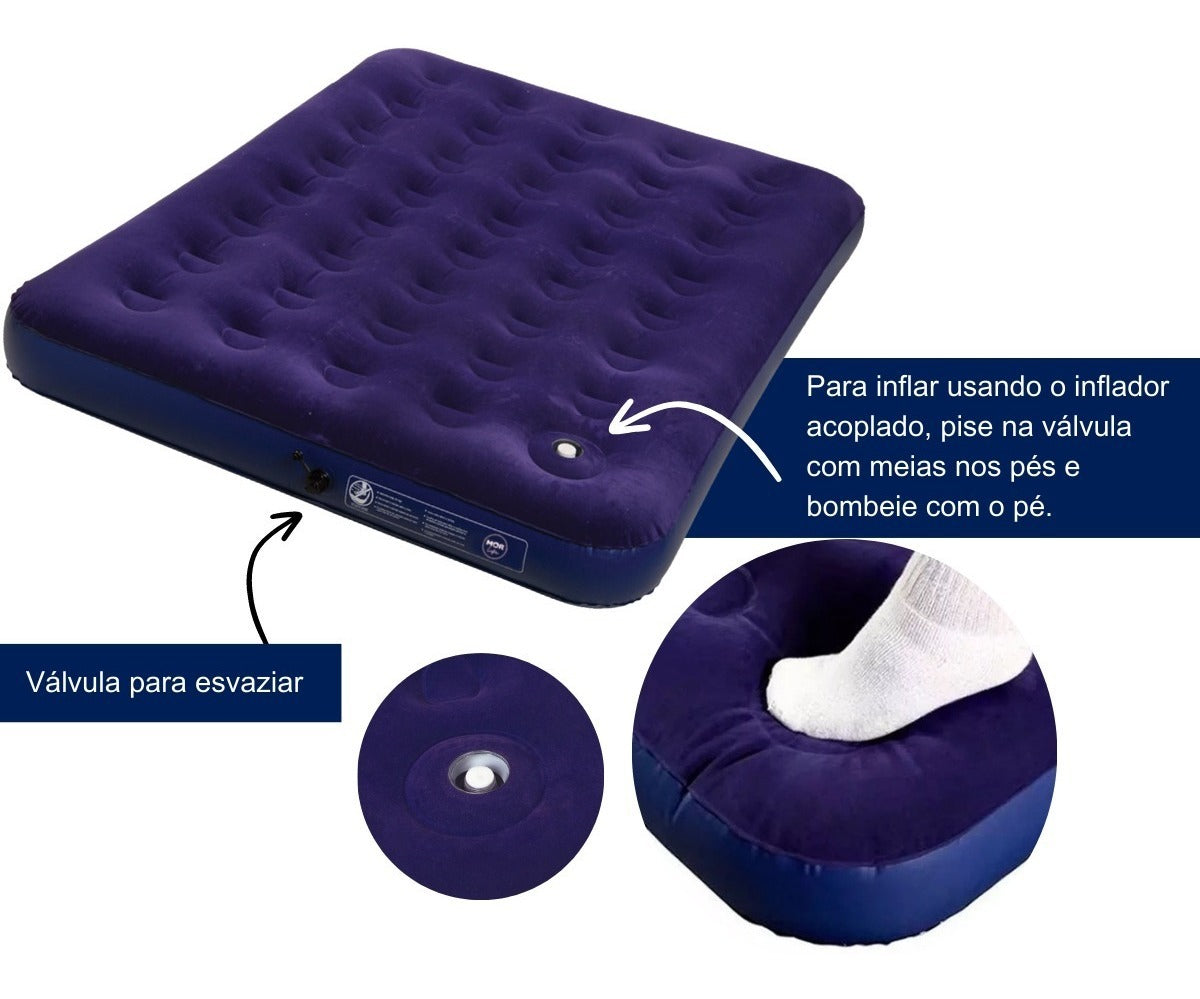 Colchão Inflável Casal Multiuso com Bomba Embutida - Mor
