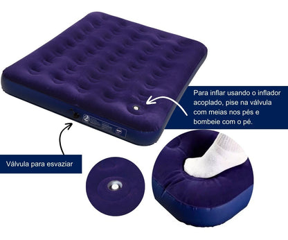 Colchão Inflável Casal Multiuso com Bomba Embutida - Mor