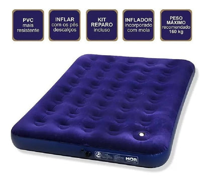 Colchão Inflável Casal Multiuso com Bomba Embutida - Mor