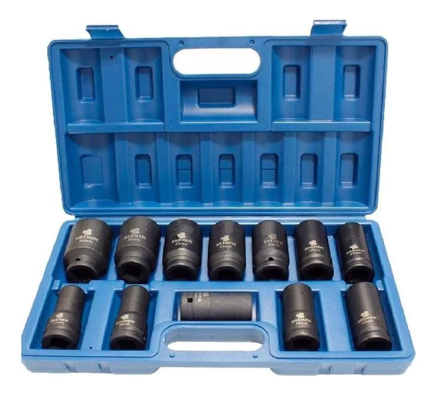 Jogo Soquete Impacto 3/4 Sextavado 17-38mm Kit 12 Pçs Bremen