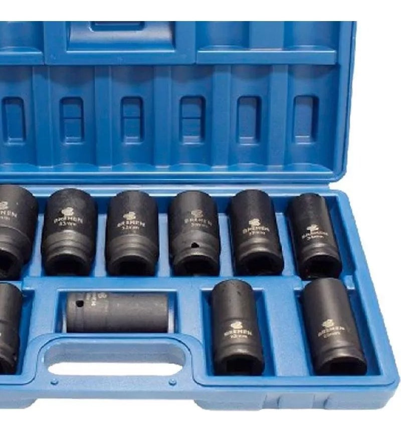 Jogo Soquete Impacto 3/4 Sextavado 17-38mm Kit 12 Pçs Bremen