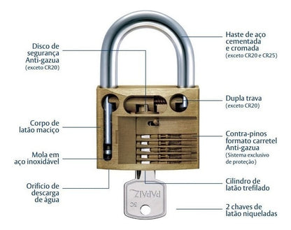 Cadeado Papaiz 40mm Com 2 Chaves