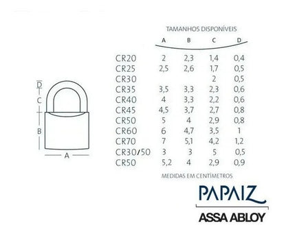 Cadeado Papaiz 40mm Com 2 Chaves