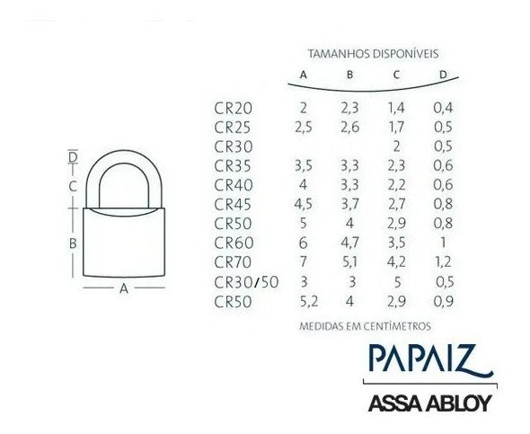 Cadeado Papaiz 40mm Com 2 Chaves