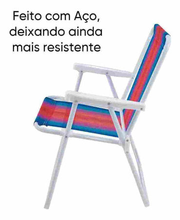 Cadeira Praia Alta Aço - Cores Sortidas - 002102 - Mor