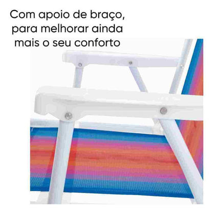 Cadeira Praia Alta Aço - Cores Sortidas - 002102 - Mor
