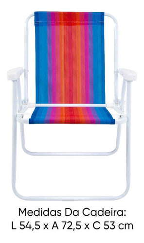 Cadeira Praia Alta Aço - Cores Sortidas - 002102 - Mor