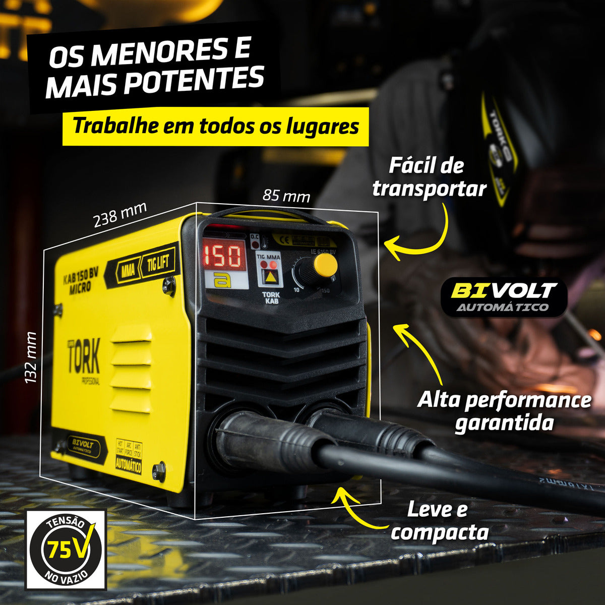 Inversora de Solda MMA/TIG/LIFT - Bivolt - 150Amperes Tork