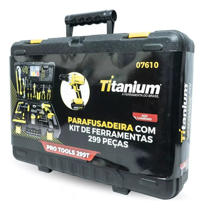 Parafusadeira a Bateria Com 299 Peças Titanium