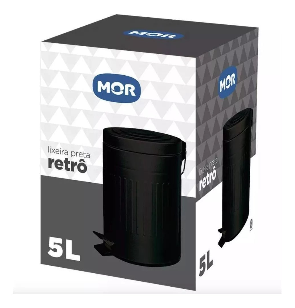 LIXEIRA RETRO PRETA 5L 6 IMP