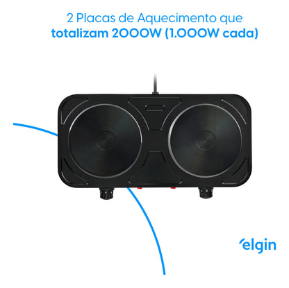 Fogão Elétrico 2 Bocas 2000W - 220V - Elgin