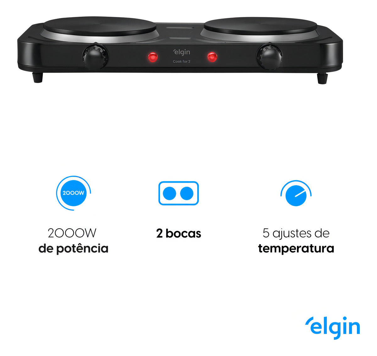 Fogão Elétrico 2 Bocas 2000W - 220V - Elgin