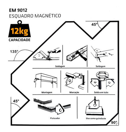 Esquadro Magnético 12 KG - EM9012 - Tork