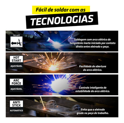 Inversor MMA 250 Amperes Bivolt KAB-250 IE-8250-BV - Tork