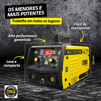 Maquina Solda Inversora Mig Super Tork 160a Sem Gás 3 Em 1 Tig Eletrodo
