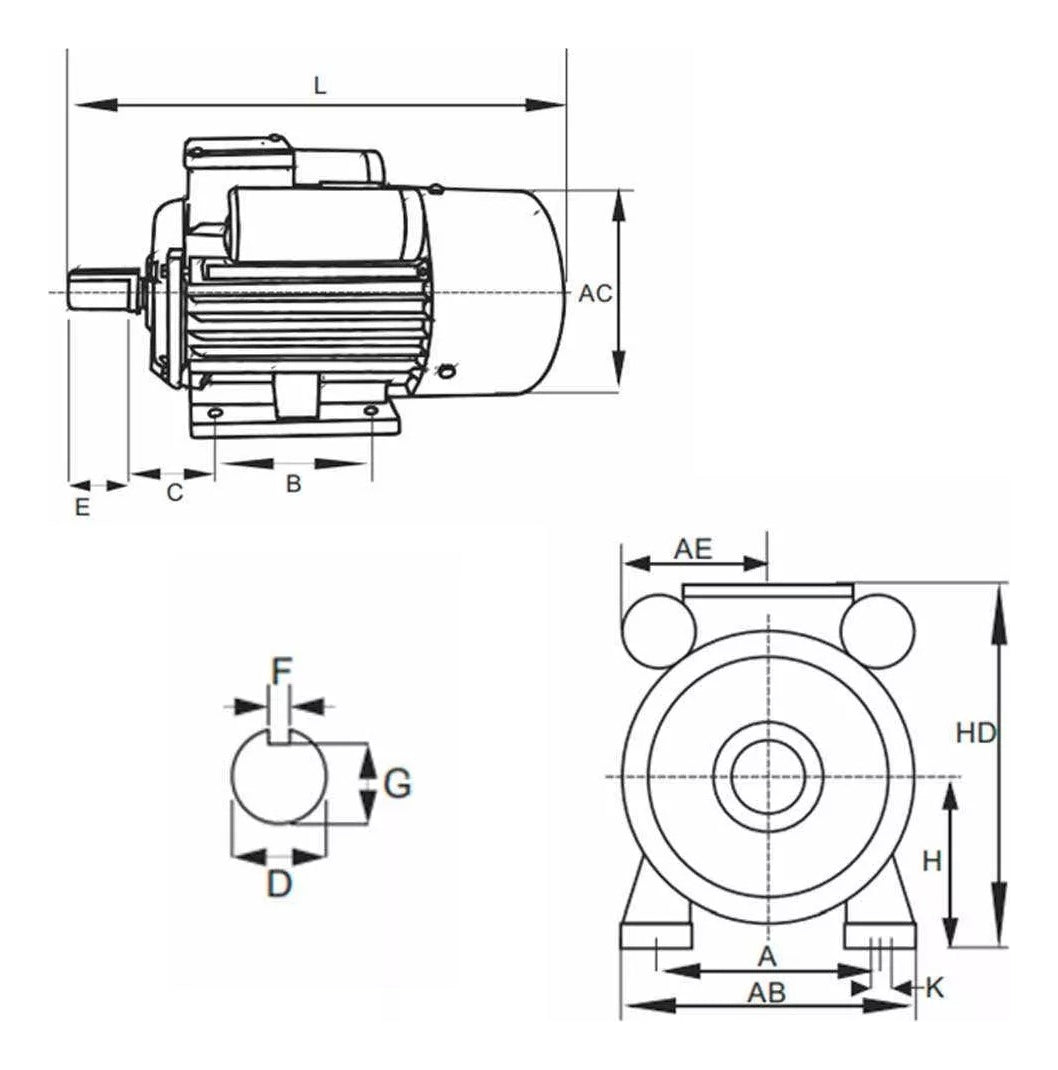Motor Elétrico 2p Monofásico 3,0cv Ip44 Yl90l-2 Bivolt Lynus