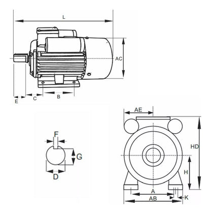 Motor Elétrico 2p Monofásico 3,0cv Ip44 Yl90l-2 Bivolt Lynus